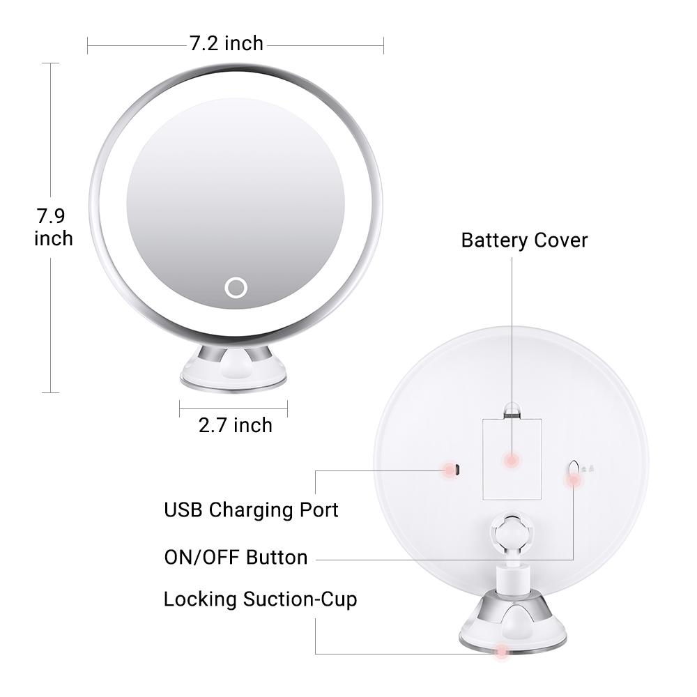 10x Magnifying LED Lighted Makeup Mirror