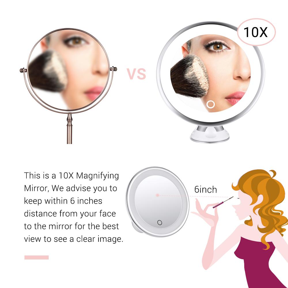 10x Magnifying  LED Lighted Makeup Mirror